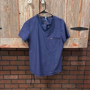 Figs Men's Blue V-Neck Shirt